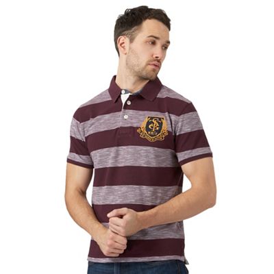 Big and tall dark red block striped polo shirt
